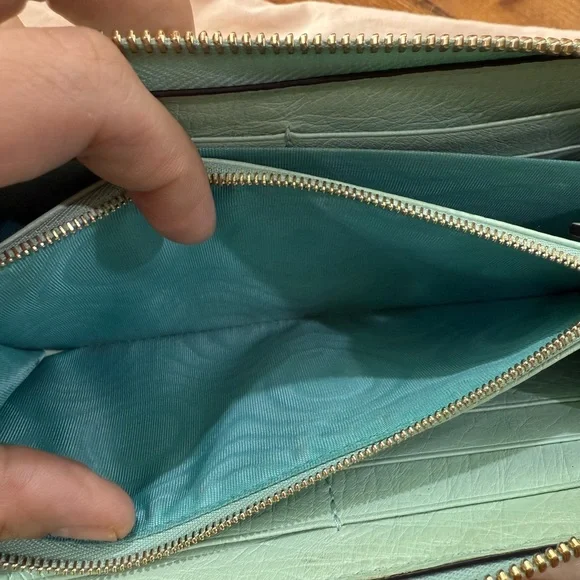 Gucci Ostrich Long Mint Green Wallet - Picture 7 of 9